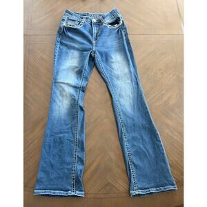 Jack David Women’s Size 11 Bootcut Jeans Rhinestone Flap Pockets Medium Wash